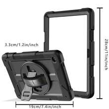 适用于 Tab A9+/A9 Plus X210/X216/X218 11 英寸（2023 款）、A11+ 2025 款的保护壳，全包式防震保护壳，带 360° 旋转支架、手带/肩带、笔槽，黑色 - 黑色 - 查看 4