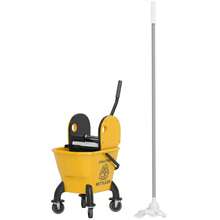HOMCOM Cleaning Cart With 26 Liter Bucket And Wringer, Mop Cart With Handle And Mop For Building Cleaning, Yellow - 1 - View 1