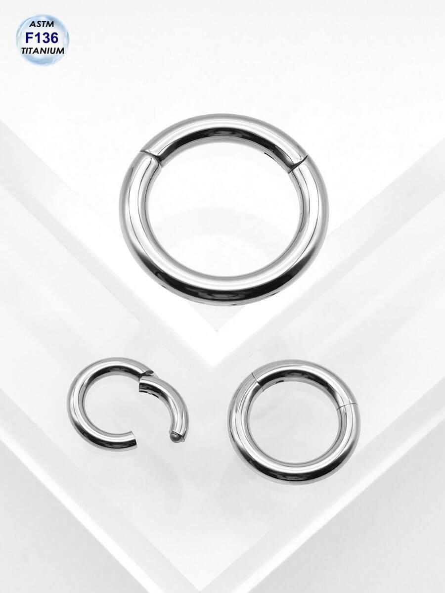 1 sztuka lekkich, kwalifikowanych ASTM F136 tytanowych kółek do nosa z zawiasami, do przegrody nosowej, chrząstki, helisy, Daith, Tragusa, Rook Conch, wargi, płatka ucha, kolczyk do przegrody nosowej dla kobiet i mężczyzn, biżuteria do ciała, duży rozmiar 10G, 8G, 6G, 8-19 mm