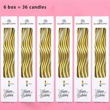 36/18/12/6pcs-Birthday Cake Candles, 6pcs/Box, Cake Decoration, Spiral Candles, Curve Candles, Gold Candles, Silver Candles, Twist Candles, Arch Candles, Suitable For Birthdays, Weddings, Festivals, Party Supplies - Multicolor - View 12