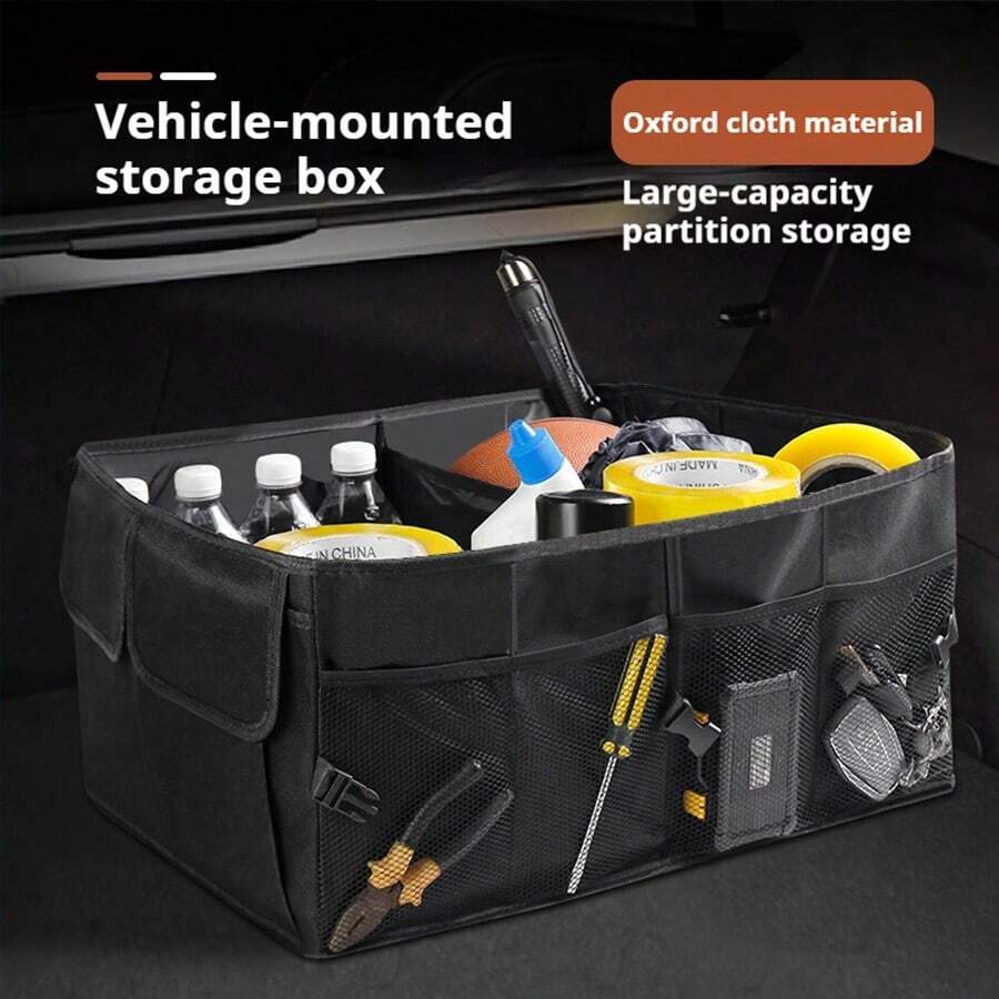 1 hộp đựng đồ ô tô dung tích lớn, hộp đựng đồ có thể gấp gọn cho cốp xe ô tô/xe tải - màu đen - Xem 1
