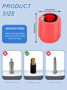 12pcs Luminous Tire Valve Caps - Self-Luminous LED Style Valve Covers, Fit For Cars, Motorcycles, Electric Bicycles And Bicycles - Universal Size, Red Skull Design, Visible At Night, Fashionable Wheel Decoration Accessories - Glow-in-the-dark Nozzle Cap - View 6
