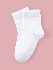 Disney 1/5/10 pares de calcetines deportivos para niños/niñas de primavera/verano, calcetines con barra doble, calcetines escolares, calcetines tobilleros con adorno de encaje, decorados con diseños de dibujos animados lindos, de moda, suaves y amigables con la piel, que absorben la humedad y transpirables, calcetines de encaje versátiles y casuales, adecuados para volver a la escuela, el campus, deportes, el aula, el nuevo semestre, estudiantes - Blanco - Ver 18