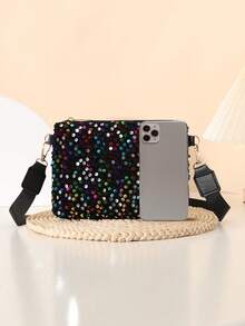 时尚荧光亮片女士手提包，简约斜挎手机包 - 彩色 - 查看 4