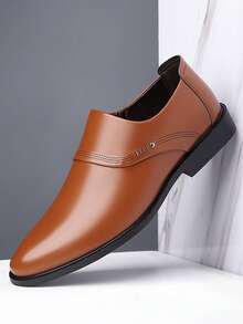 Giày lười công sở nam, mũi nhọn màu nâu, họa tiết kim loại thời trang, thoáng khí - màu nâu - Xem 5