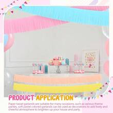 12 Pack 120 Feet Yellow, Orange, Pink, Blue Fringe Garland Tissue Paper Fringe Tassel Party Garland Wall Hanging Backdrop Streamers Wedding Birthday Autumn Thanksgiving - bánh macaron - Xem 2