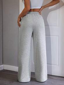 Women's Straight Leg Casual Sweatpants, Fashionable Minimalist Elastic Waist With Side Pockets, Suitable For Outdoor & Daily Wear - Multicolor - View 6