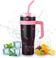 42 OZ/1250ml Vaso Térmico de Acero Inoxidable,Sebami Termos para Cafe con Pajita, mantiene bebidas frías y calientes, Termo de Viaje con Asa y Tapa - Negro - Ver 1