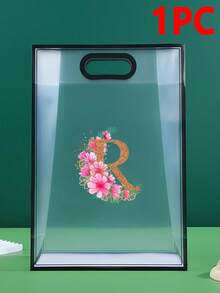 5/1pc Gift Bag, A-Z 26 Letter Design Waterproof Gift Bag - Fashionable Portable Wedding Gift Bag, Small Black & White PVC Transparent Tote Bag, Insertable Christmas Gift Bag, Wedding Gift, Holiday Gift
