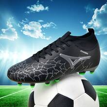 1双成人学生高帮户外足球鞋，专业运动鞋，大码，防滑，耐磨，适用于AG、FG、天然草、软地，系带，足球/橄榄球训练鞋，轻便，高性能，防滑设计，高帮专业足球鞋 - 黑色 - 查看 8