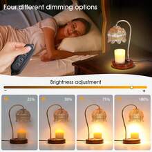 Dimmable Candle Warmer Lamp With Timer & 2 Bulbs - Height Adjustable Lotus Flower Design, Christmas Birthday House Warming Gifts For Women Mom, Jar Candle Wax Melt Warmer For New Home Decor - Màu Cam cháy - Xem 2