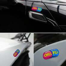 1PC 3 Inch Waterproof Outdoor PVC Removable Sticker Chill Pill Capsule Retro Pop Art 90s 2000s Y2K Aesthetic Colorful Cartoon Relax Good Vibes Only Anxiety Relief Decal For Laptop Fridge Skateboard Luggage Room Decor Party Favors Girl Style - Multicolor - View 12
