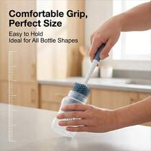 3PCS Baby Bottle Cleaning Brush Set, 360° Bottle Brush With Straw Brush & Nipple Brush, Great For Travel And Daily Cleaning - Navy Blue - View 6