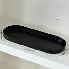 1pc Nordic Style Decorative Tray, Metal Material, Black & White Oval Shaped Tray, Classic & Versatile Fits Various Home Decor, Can Store Perfume, Cosmetics, Keys And More To Enhance The Sophistication And Style Of The Space ,Room Decor - Multicolor - View 9