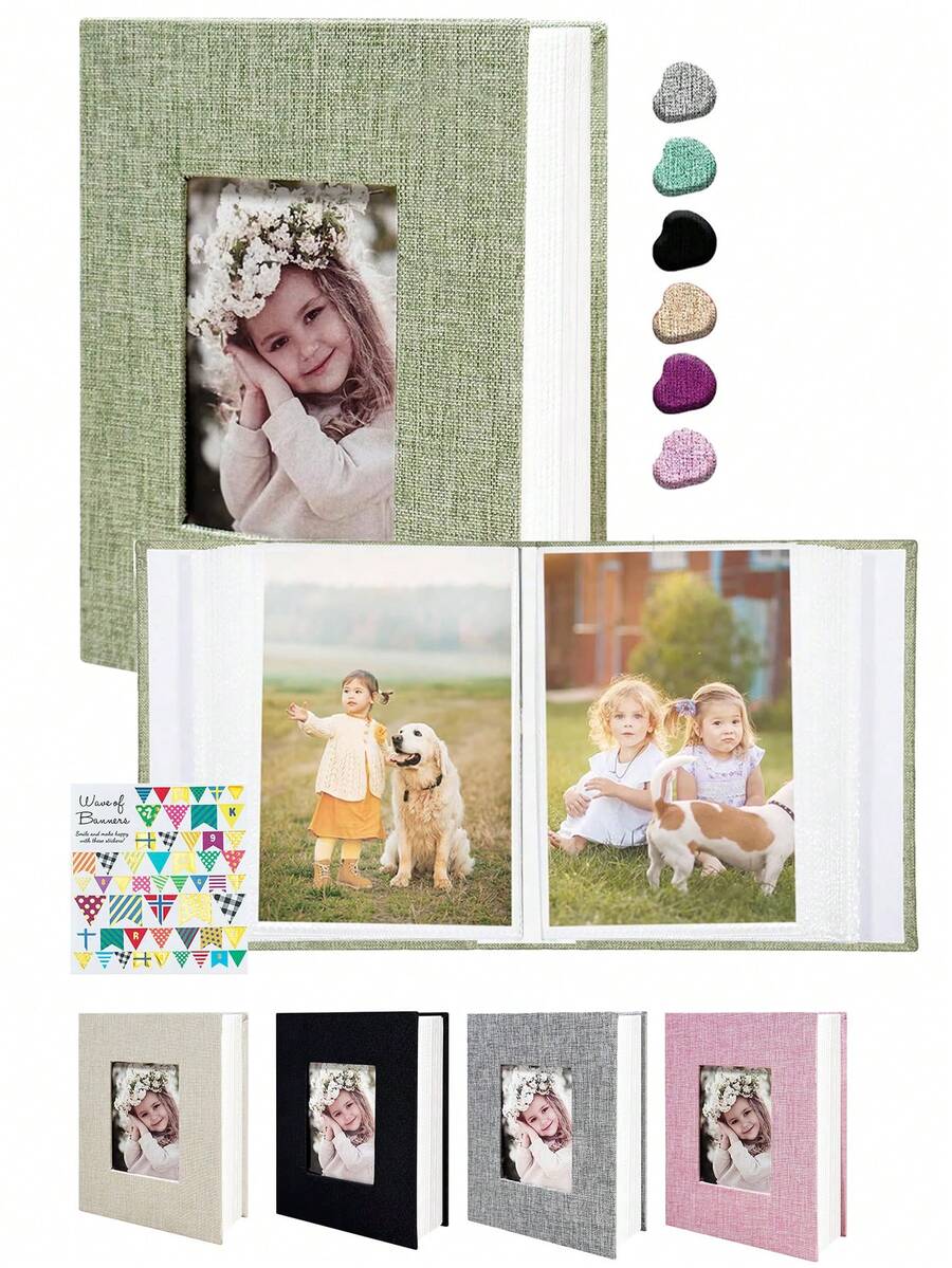 4x6 Inch Linen Cover Photo Album, Holds Up To 100 4R Photos, Suitable For Family Occasions, Wedding, Travel, Baby And Holiday Photos - Multicolor - View 1