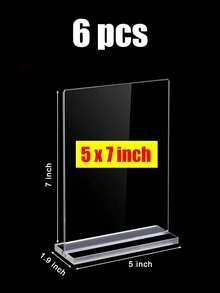8.5英寸×11英寸、5英寸×7英寸、4英寸×6英寸T型亚克力标牌架展示架，多件装（1/3/6/12），适用于家庭、办公室、零售店、餐厅、婚礼、情人节、返校季、菜单、卡片、传单展示，空白亚克力标牌 - 彩色 - 查看 11