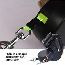 Correa Retráctil para Perros, Nylon 1 Tow 2 Correa Doble Retráctil para Perro con Linterna, Correa para Mascotas Sin Enredos de 360° 9.8 Pies para Perros de Hasta 55 Libras, Freno de Una Mano, Pausa(default) - Multicolor - Ver 5