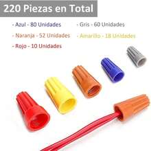 220PCS Conectores de Alambre con Resorte, Conectores Eléctricos de con Tuerca y Casquillo de Tornillo, Terminal de Tornillo, Tapones de 5 Tamaños - 220 Piezas Conectores de Capucha - Ver 10