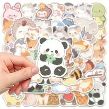 50pcs SCXXBSW Cute Cartoon Animal Stickers - Waterproof Self-Adhesive Pastel Yellow Irregular Shapes For Laptop, Phone Case, Luggage Decoration - DIY Durable Plastic Decals With Assorted Animal Designs - 50pcs/set - 查看 8