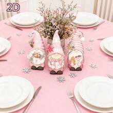 6 adornos navideños de madera para mesa: simpático muñeco de nieve, enano y camión. Decoración rústica para el hogar. - Rosa - Ver 3