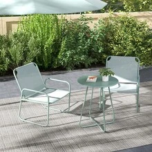 Outsunny 3-Piece Bistro Set, Balcony Furniture Set With 1 Table And 2 Chairs, Green Mesh Garden Seating Group For Garden And Patio