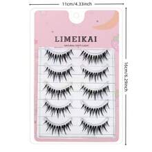 5 perechi de gene false drăguțe și dulci în stil desen animat, efect natural și ochi de pisică, potrivite pentru începători, ușor de purtat, reutilizabile, lungimi mixte 10-15 mm, bucle D și bucle C