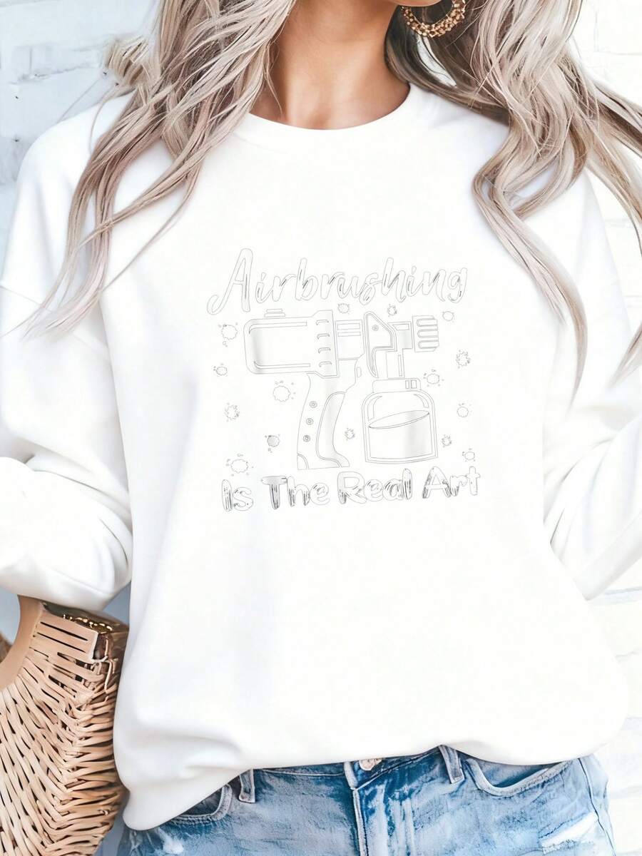 Funny Art Painter Airbrush Real Art Drawing Artist Hoodless Sweahoodless Sweathoodless Sweatshirt - 白色 - 查看 1