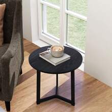 Set Of 2 HOMCOM Coffee Tables, Round Side Tables, Coffee Tables With Steel Frames, Modern Design Sofa Tables, For Living Room, Load Capacity Up To 35 Kg, Black - Black - View 8