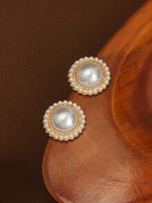 1对精致高端时尚奢华设计优雅宫廷风甜美耳环 - 白色 - 查看 5