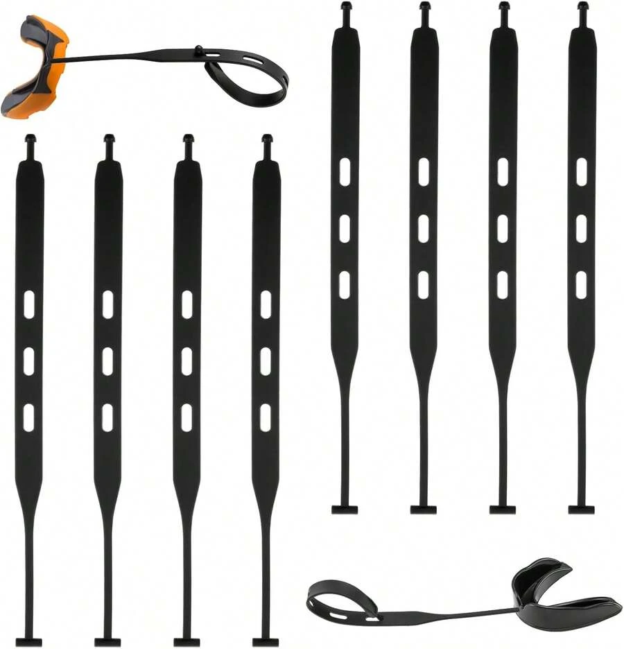 Hecila 8 Pcs Rugby Football Mouth Guard Tether Universal Mouthpiece Strap Only Mouth Guard Tether Replacement Strap For Boxing, Hockey, Basketball, Taekwondo, Sports For Most Mouthguards (Black) - 1 - View 1