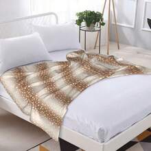 Christmas Reindeer Print Blanket, Women's Sofa Bed Faux Fur Blanket, Suitable For Large Dogs Or Cats, Machine Washable, Ultra-Soft, Brown 3D Printed Blanket, Portable Design, Ideal For Travel And Picnics - 彩色 - 查看 4
