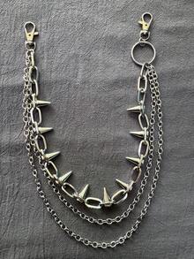 1 Peça Cinto Minimalista Multicamadas, Rebite Dourado com Acessório de Cintura em Corrente de Ferro, Adequado para Homens e Mulheres, Uso Diário, Festa e Encontros, Joia de Presente - Multicolorido - Visão 5