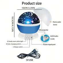 3D Rotating Star And Moon Projection Night Light, USB Powered 12-Color Mode Celestial Light, Suitable For Bedroom Decoration, Party Atmosphere, And Outdoor Stage Projection, Moon Lamp, Portable Projector, Energyefficient Light, Star Projector, Colorchanging Light, Party Planners - 粉色 - 查看 7