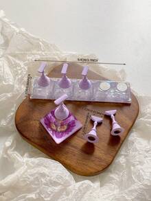 亚克力极光彩虹色矩形钻石形状美甲展示架，树脂水晶珠水钻复古韩国花朵激光 DIY 家居和户外女士母亲姐妹妻子女友婚礼美甲沙龙美容情人节使用