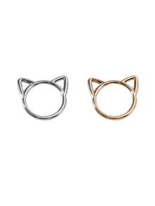 1pc Versatile Minimalist Cute Alloy Owl Accessory Jewelry - Cat Head - View 2