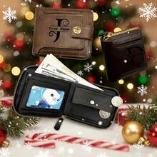 Carteira Personalizada Presente para Homens - Carteira de Couro Sintético Marrom Fashionable com Design Gravado, Fechamento de Pressão, Clipe de Zíper e Porta-Moedas, Acessórios Elegantes para o Dia dos Pais | Carteira de Decoração Personalizada - Multicolorido - Visão 6