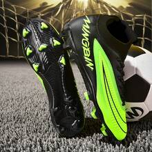 1 Pair Adult Student Unisex High-Top Outdoor Soccer Cleats, Professional Sports Shoes For Team Competition, Large Size Non-Slip Durable AG/FG Spikes For Natural Grass, Soft Ground, Leather Football Training Shoes With Laces, Lightweight High-Performance Anti-Slip Design, Top-Grade Soccer Boots, Factory Direct - Black and Green - View 10