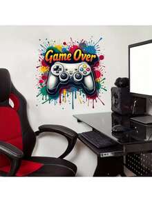 1 PC Ink Painting Game Console Decorative Sticker PVC Sticker Removable Self-Adhesive Easy-Tear Sticker Home Decor To Brighten Your Life Holiday Decoration Stickers Birthday Graduation Gift - Multicolor - View 5