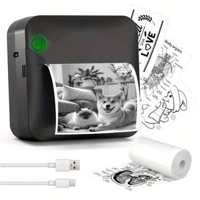 Wireless Mini Printer, Portable Inkless Thermal Printer, For Text, Notes, Photos, Course Labels, To-Do Lists, Office, Travel And Home Use