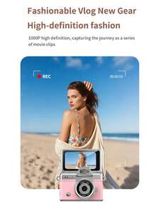 1.47" IPS HD Flip-Up Thumb Camera LK-027 . 180° Flip Screen . USB Charging . Multi-Beauty Filters . Backlight . Capable Of Filming Cinema-Grade Vlogs . Comes With 32GB Memory Card . Multiple Color Options - Multicolor - View 7