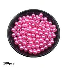 4/6/8/10mm Watermelon Pink Acrylic Round Beads For Jewelry Making Mobile Phone Chain DIY Fashion Bracelet Necklace Decoration Accessories - Watermelon Pink - View 4