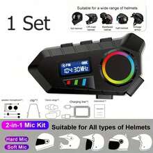Helmet Wireless Earphones External Integrated Motorcycle Full Helmet Facelift Motorcycle Dedicated Riding Wireless Earphone Car Accessories 1pc Motorcycle Helmet Headphones 1000mAh Long Battery Life HiFi Stereo Intelligent Noise Reduction Voice Control Music All-In-One Riding Ultimate Set, Suitable For Riders Motorcycle Half Helmet Or Full Helmet Accessories - 黑色 - 查看 1