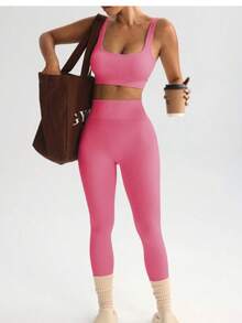 Ribbed Fitness Set - Soft Comfort And Practicality. - Pink - View 2