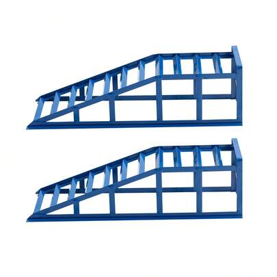 Blue Hydraulic Lift Platform 2000kg, Heavy Duty Lift Platform For Car Maintenance And Oil Change, Flat 23° Entry Angle, 27.5cm Adjustable Height, Professional Car Repair Ramp