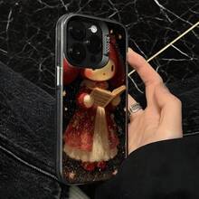 Funda de Teléfono Negra con Patrón de Muñeco de Nieve de Navidad Leyendo un Libro para Modelos de  y  Adecuada para Todas las Estaciones Opción de Regalo Ideal - Plateado - Ver 4