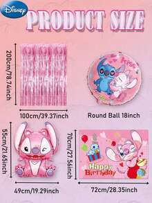 76个粉色史迪奇天使气球套装，室内装饰，生日派对，婚礼，节日，日常聚会，返校季，圣诞派对，毕业周年纪念装饰，拍照背景，送给亲朋好友的礼物，圣诞节 - 彩色 - 查看 3