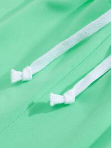 男士轻薄薄荷绿套装（2件套），宽松圆领T恤+工装短裤，休闲运动风，适合海滩、度假和旅行。 - 綠色 - 查看 9