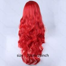 28-Inch Women's Red Long Curly Synthetic Wig With Bangs, Full Wig Head Piece - Red - View 10