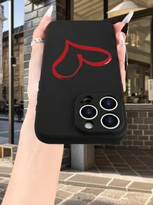 Lujo Ligero, Estilo y Belleza Carácter del corazón Love  Funda de Teléfono de Textura Mate Negra, Compatible con 17PROMAX, 17PRO, 17Air, 17, 16PROMAX, 16PRO, 15PROMAX, 15PRO y Todos los Mo - Negro - Ver 5