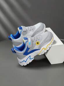 Boys' Color-Blocked Outdoor Casual All-Season Non-Slip Breathable Wear-Resistant Lightweight Low-Top Children's Flat Shoes Running Sports Shoes - 淺灰色 - 查看 2